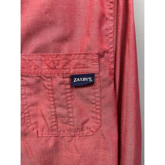 Zaxbys Employee Shirt Mens medium‎ Button front Pockets Red Long sleeve - Picture 5 of 6
